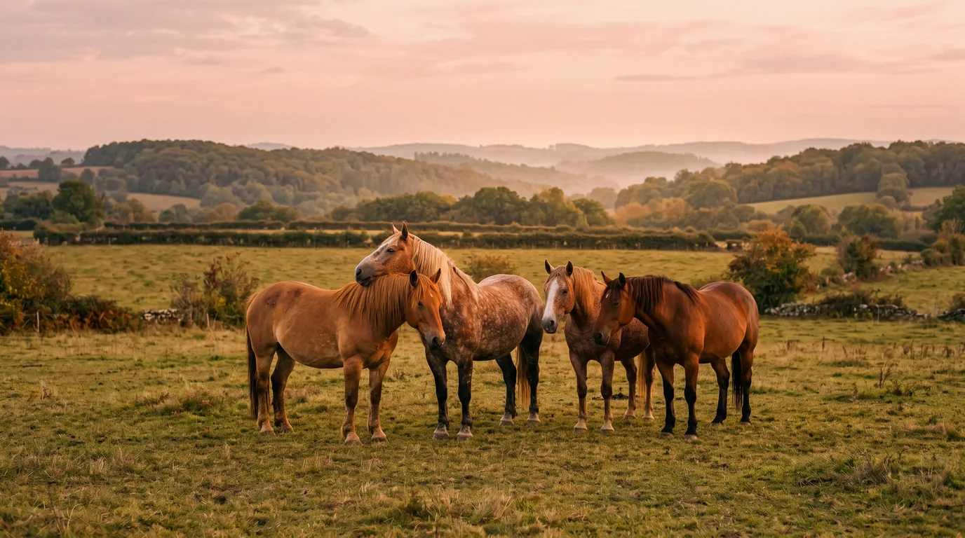 Les chevaux du Écurie La Salesse en liberté, Haute-Vienne